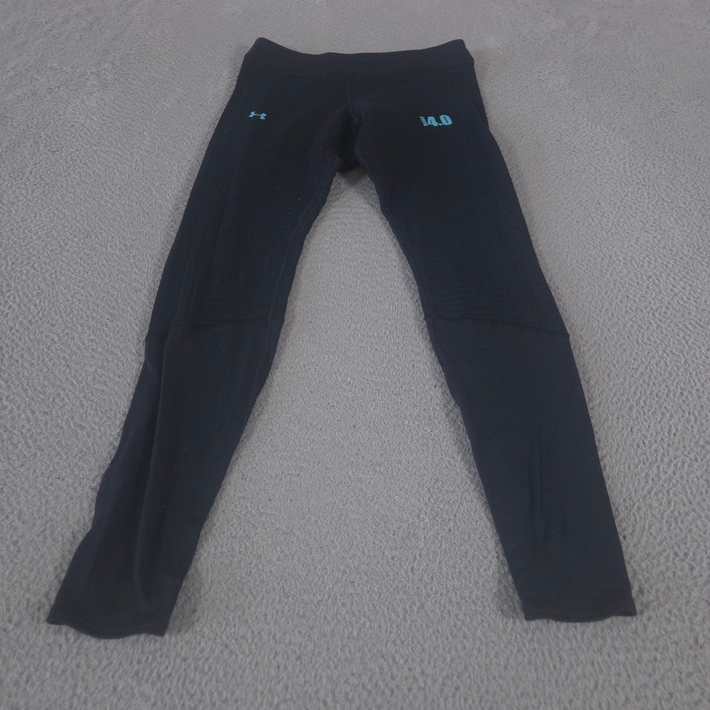 Under Armour Leggings Womens Medium Black 4.0 Base ColdGear Thermal Grid Fleece